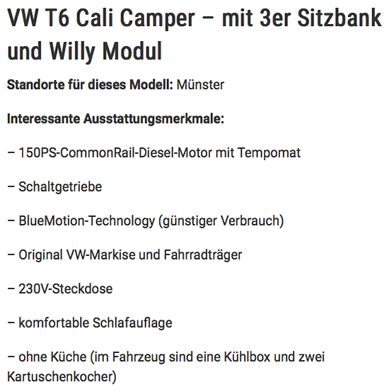Wohnmobile mieten in Deutschland für  Mecklenburg-Vorpommern